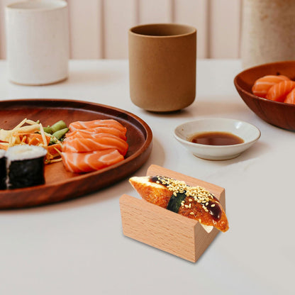 Cabilock Premium Wooden Sushi Taco Holder - Single Grid V-Shaped Temaki Hand Roll Stand - 2.75inch Professional Japanese Restaurant Serving Tray for Sashimi, Sushi Tacos & Handroll - Easy to Clean