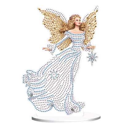 JZHYOAN Angel Diamond Art Desktop Ornaments Gem Painting Table Ornaments Diamond Painting Desk Stand DIY Desktop Kits with Special Shape Gem Art for Adults Crystal Arts Mosaic Kit