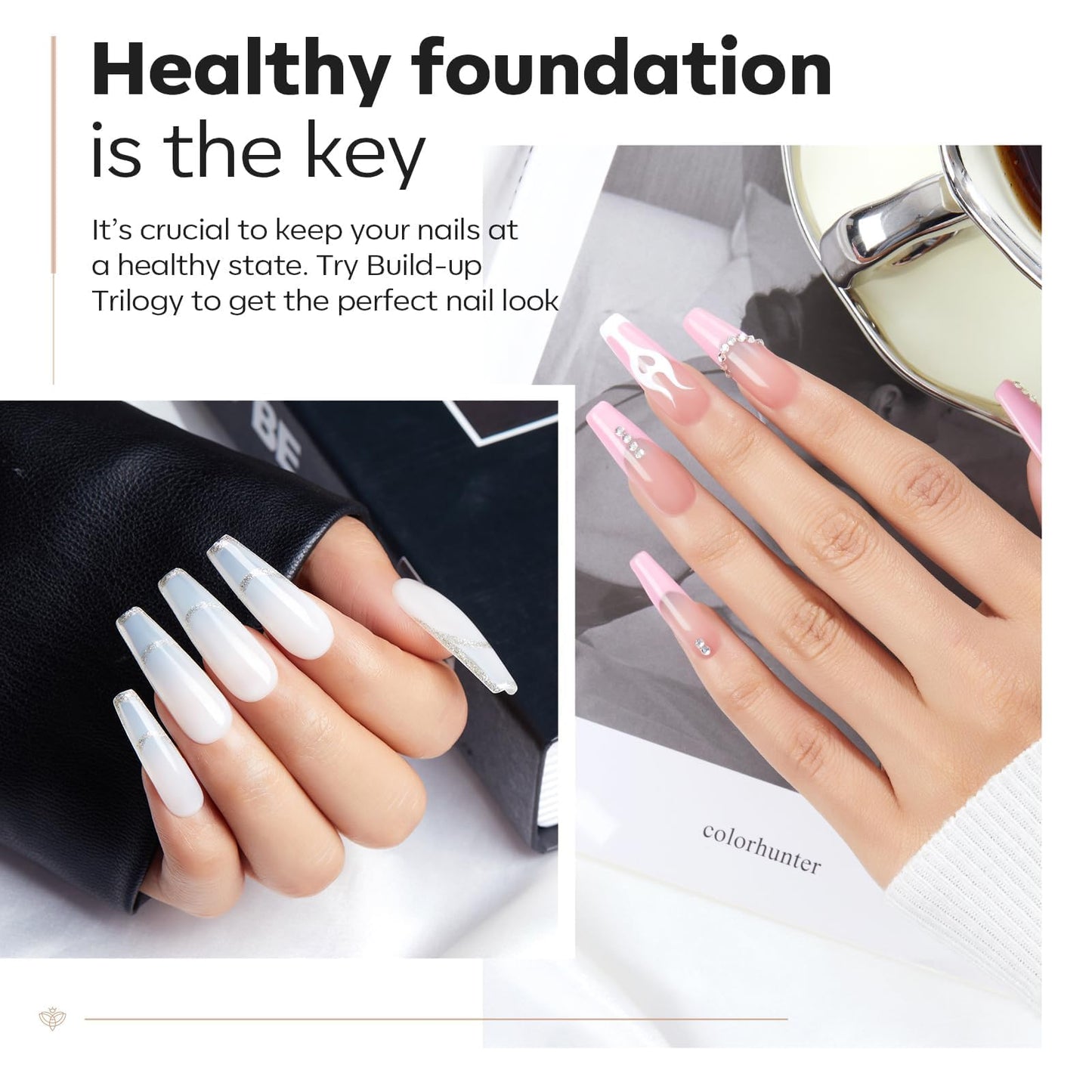 modelones Builder Nail Gel with Gel Top Coat, 3Pcs Clear Builder Nail Kit for Thickening Apex Building Extension Rhinestone Gel Tips Glue, U/V LED Lamp Cured for Home DIY Salon Girls