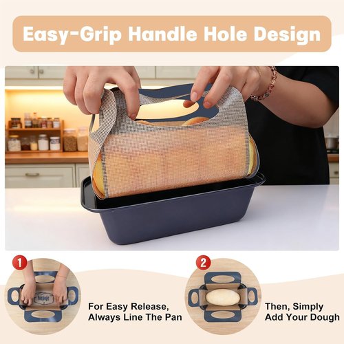 Loaf Pan Set by [Brand Name] - Nonstick 9 x 5 Inch Bread Pans with Liners for Easy Baking | Perfect for Sourdough & Banana Bread