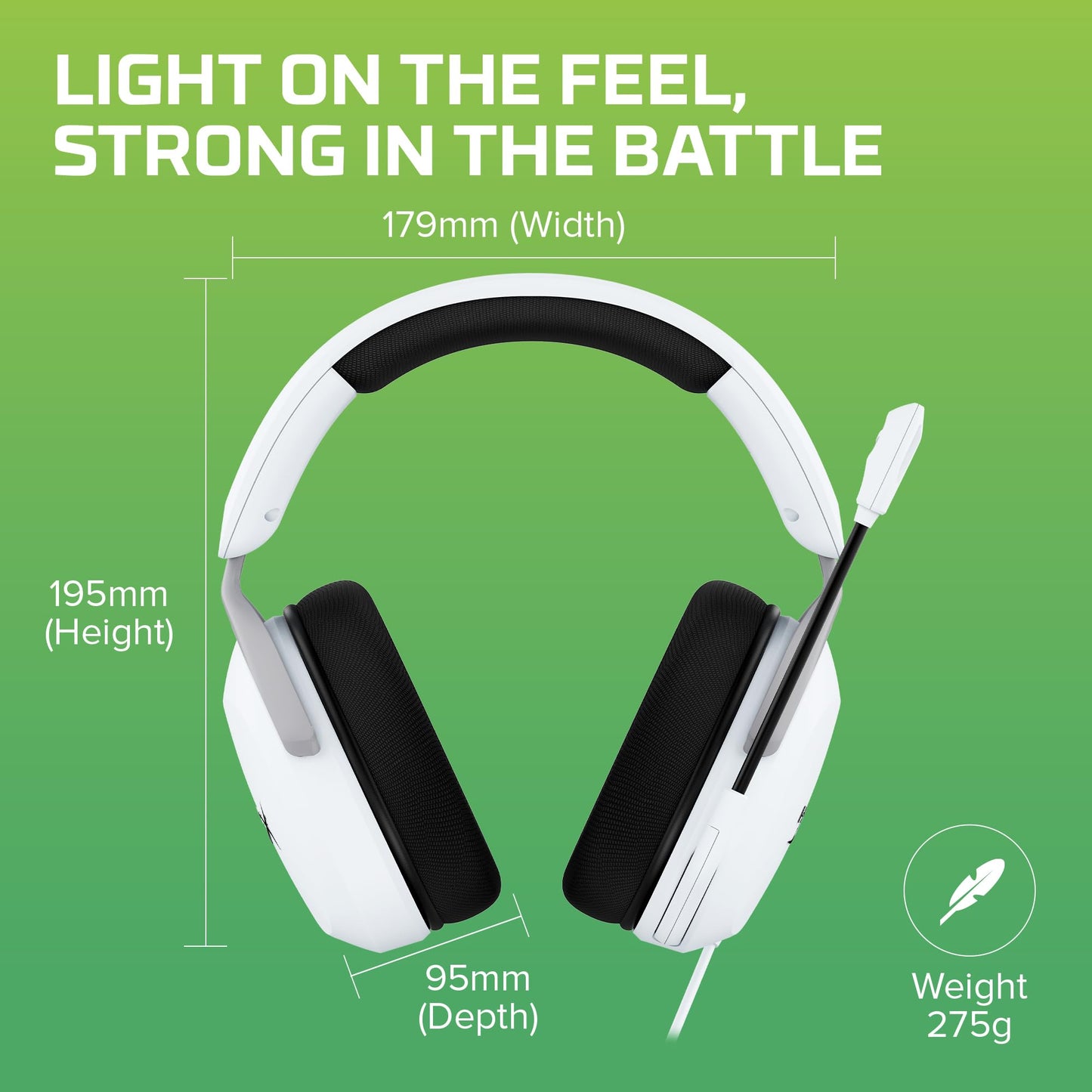HyperX CloudX Stinger 2 Core - Gaming Headset for Xbox, Lightweight Over-Ear headsets with mic, Swivel-to-Mute Function, 40mm Drivers - White
