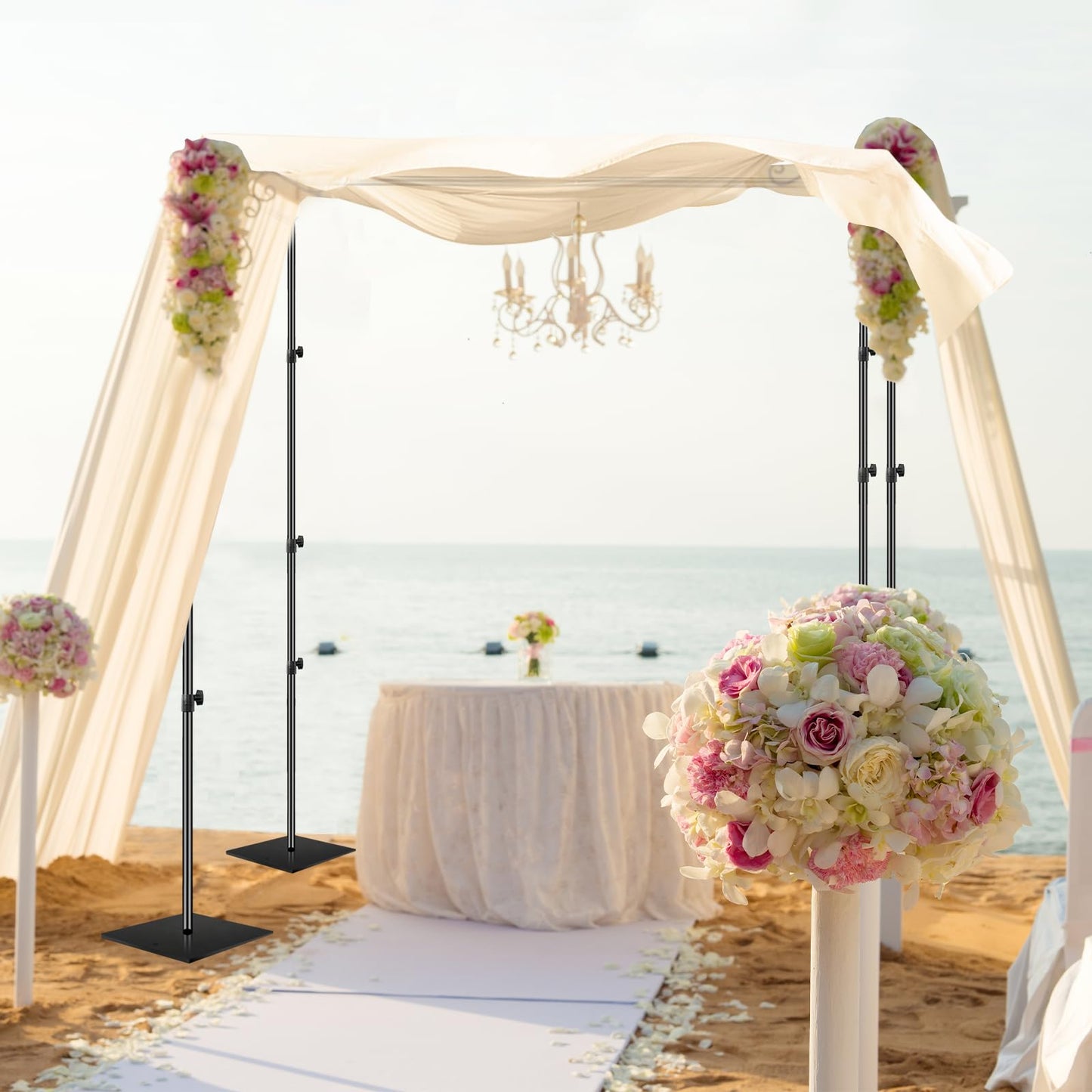 EMART 8.5x10ft Square Backdrop Stand for Wedding, Adjustable Pipe and Drape Background Frame Kit with Heavy Duty Metal Steel Base, Photo Back Drop Holder for Birthday Parties Photography - Black