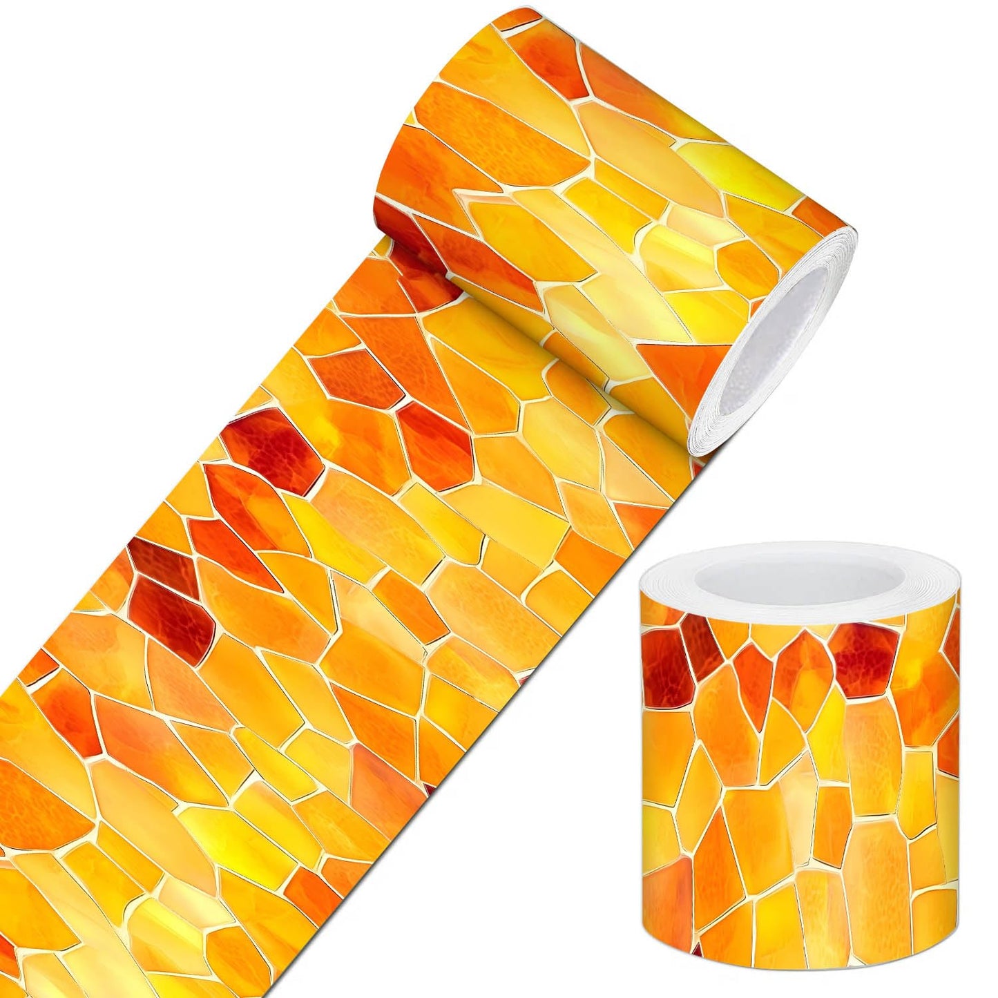 IVN Wallpaper Border Peel and Stick Wall Yellow Mosaic Decorative Wall Trim Self Adhesive Border for Walls Mirror Frame Accent Strip for Bedroom Kitchen LivingRoom 4x196 Inch