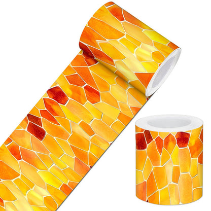 IVN Wallpaper Border Peel and Stick Wall Yellow Mosaic Decorative Wall Trim Self Adhesive Border for Walls Mirror Frame Accent Strip for Bedroom Kitchen LivingRoom 4x196 Inch