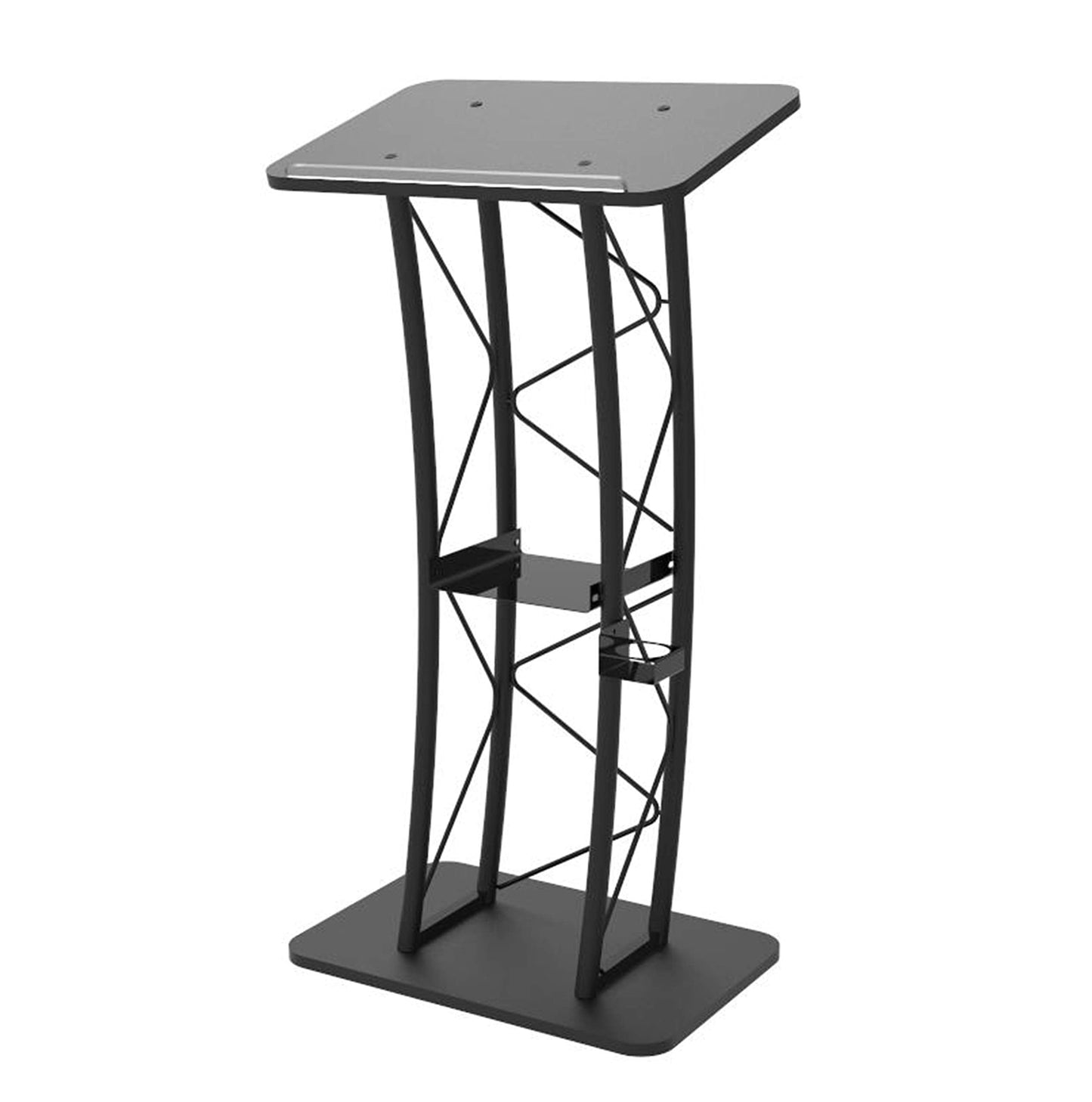 FixtureDisplays® Curved Podium, Truss Metal/Wood Pulpit Lectern with A Cup Holder 11568-H