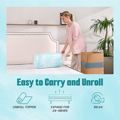 NEWBULIG Mattress Toppers Memory Foam King, 2 Inch Thick Bed Topper Pad Cooling Gel Infused Soft Comfy Padding Breathable for Sleeper Sofa Couch RV Camper, CertiPUR-US Certified