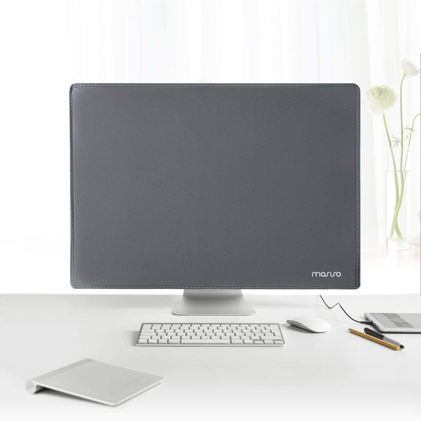 MOSISO Monitor Dust Cover 26, 27, 28, 29 inch Anti-Static Dustproof LCD/LED/HD Panel Case Computer Screen Protective Sleeve Compatible with iMac 27 inch, 26-29 inch PC, Desktop and TV, Space Gray
