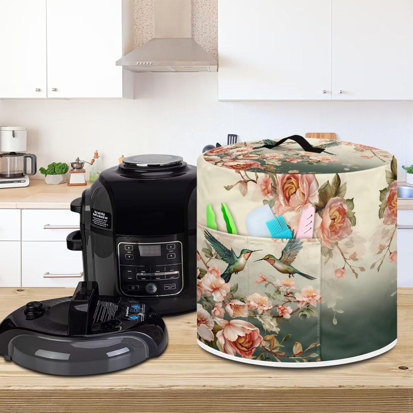 Hummingbird Pressure Cooker Cover with Storage Pocket, Compatible with 8-10 Quart Instant Pot, Waterproof Kitchen