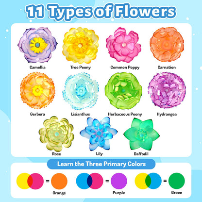 DoodleDoo Paper Flower Craft Kit, Arts and Crafts Flower Science Kit, DIY Magic Color Changing Paper Flowers Kit for Kids Ages 6-11, Educational Gift for Girls, Gift for Birthday Mother's Day