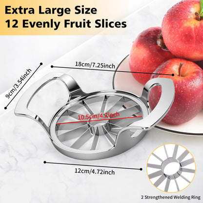 SAVORLIVING 4.72 inches Apple Slicer,12-Blade Extra Large Apple Corer, Heavy Duty Stainless Steel Apple Cutter and Divider with Updated Safe Blade System