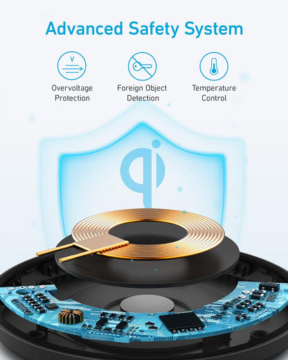 Anker 315 Wireless Charger (Pad), 10W Max Fast Charging - Compatible with iPhone 15/14/13 Series, Samsung S22, AirPods, Samsung Buds, Google Buds, and More - Wall Charger Not Included
