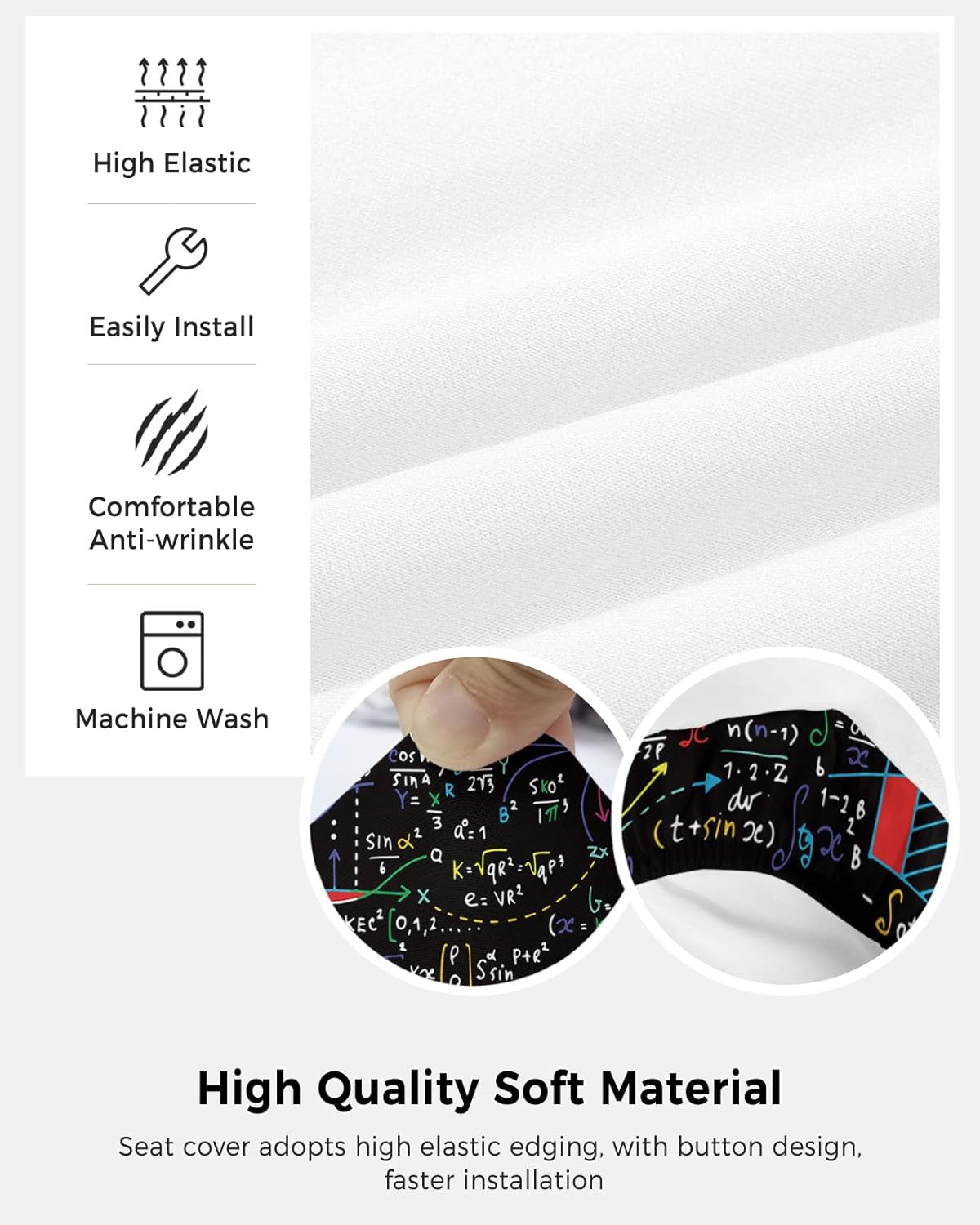 Office Chair Cover Education Protective Stretchable Universal Computer Chair Covers, Math Formula Doodle Slipcover