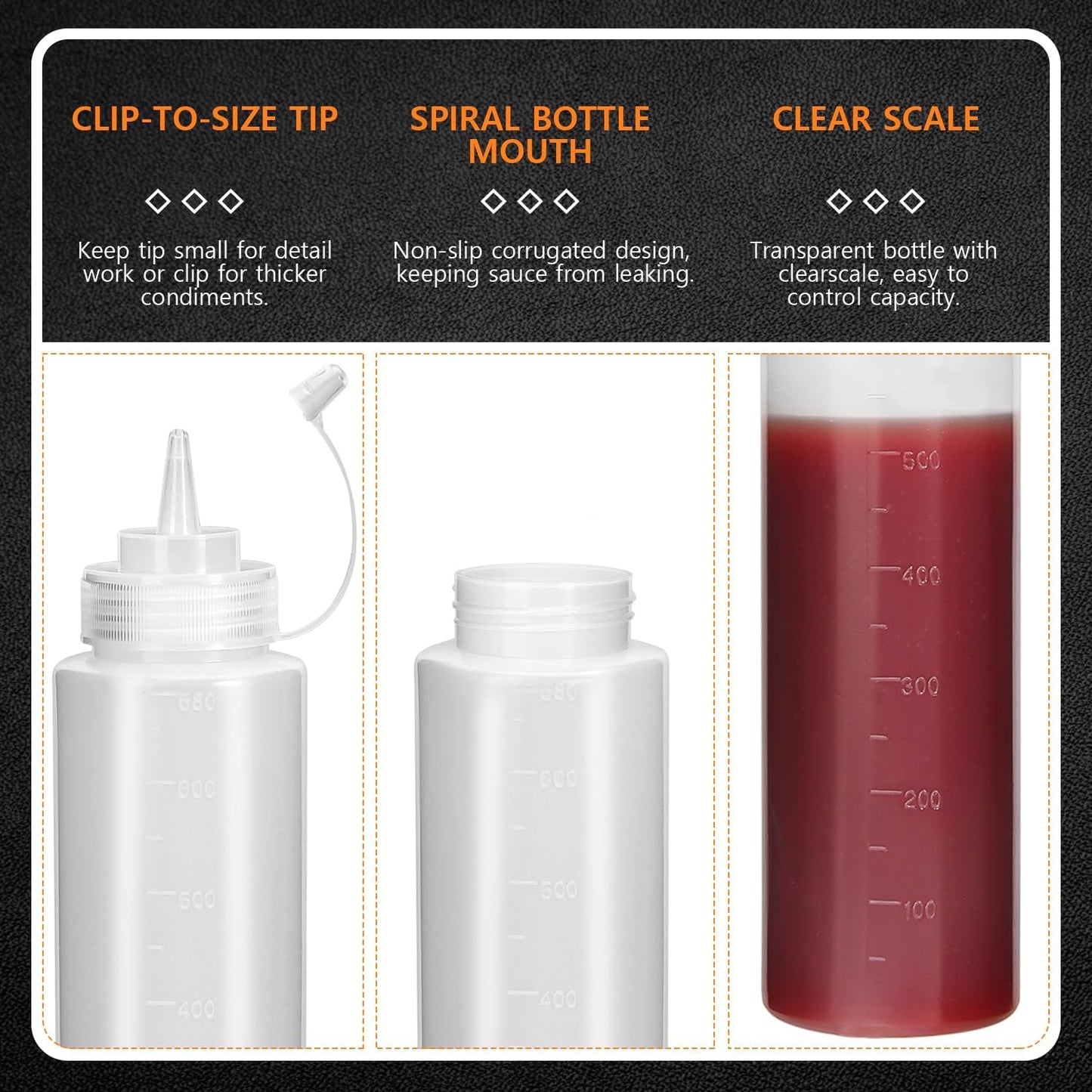 OAMCEG 12 Pack Ketchup Squeeze Bottles, 8 OZ Plastic Condiment Bottles for Sauces, Dressings, Paint