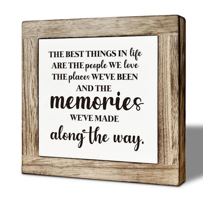 Family Signs, Rustic Home Decor for Shelves, Family Room Decors, Farmhouse Wooden Table Sign, Meaningful Gift for Friends Families, The Best Things in Life are the People We Love Sign 5.9×5.9 inches
