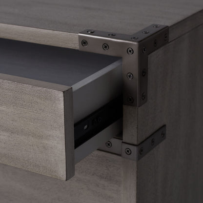 SAFAVIEH Couture Home Collection Nisha Light Grey 3-Drawer Wood Nightstand Table (Fully Assembled)
