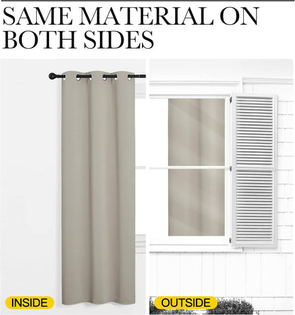 NICETOWN Natural Room Darkening Curtains - 108" Long | Set of 2 for Total Privacy in Boho Farmhouse Style