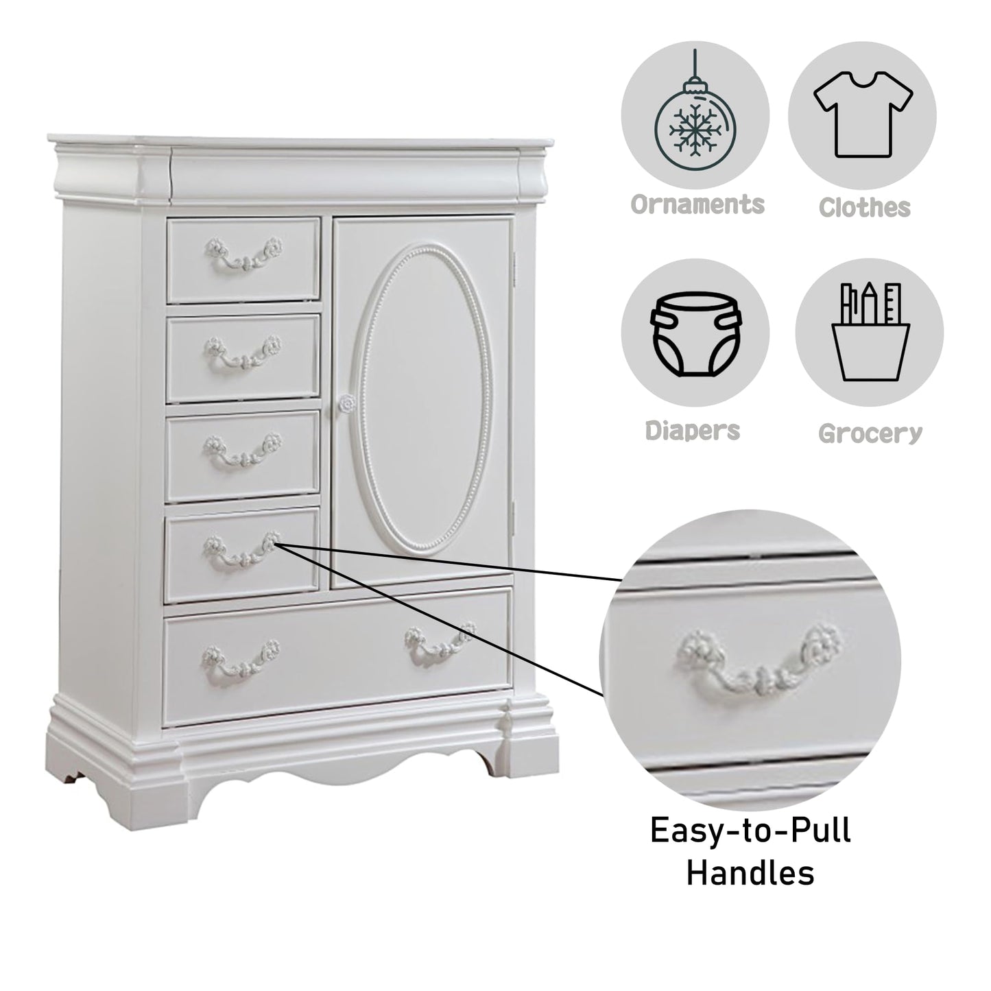 ACME Furniture chests of drawer, One Size, White