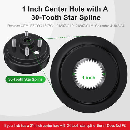 30-Tooth Golf Cart Brake Hub Repair Kit for 4 Cycle Gas EZGO TXT 1997-2008, Medalist 1997-1999, Include Brake Drum, Brake Shoes, Spring Kits, OEM# 21807G1, 70794G01, 27944G01 (NOT Fit Electric Model)
