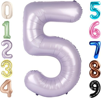 Skiennix 40-Inch Balloon Numbers - Big Cream & Purple 5th Birthday Decorations | Perfect for Weddings & Parties