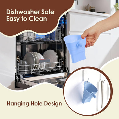 Skiennix Foldable Silicone Flour Funnel - Dishwasher Safe Attachment for Kitchen Aid Mixers (Blue)
