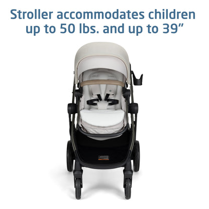 Maxi-Cosi Zelia Pro 5-in-1 Travel System with Mico Pro Infant Car Seat, Baby Stroller Combo, Reversible Seat, Large Wheels, Adjustable Handle, Newborn to Toddler, Lightweight, Classic Oat