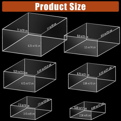 Builimeer 6Pcs Clear Acrylic Risers Display Stands(6"-11"), Acrylic Display Box for Catering Supplies Buffet, Dessert, Cosmetics, Jewelry Showcase & Collectibles and Party, Exhibitions, Office, Home