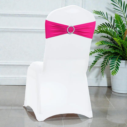 MDS Spandex Chair Sashes - Universal Elastic Stretch Bands with Slider Bow for Wedding Decor | Magenta, Pack of 125