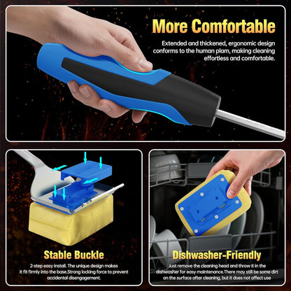 Grill Brush Bristle Free for Outdoor Grill, Steam Grill Cleaning Brush Replaceable BBQ Cleaner Brush Head,Extended