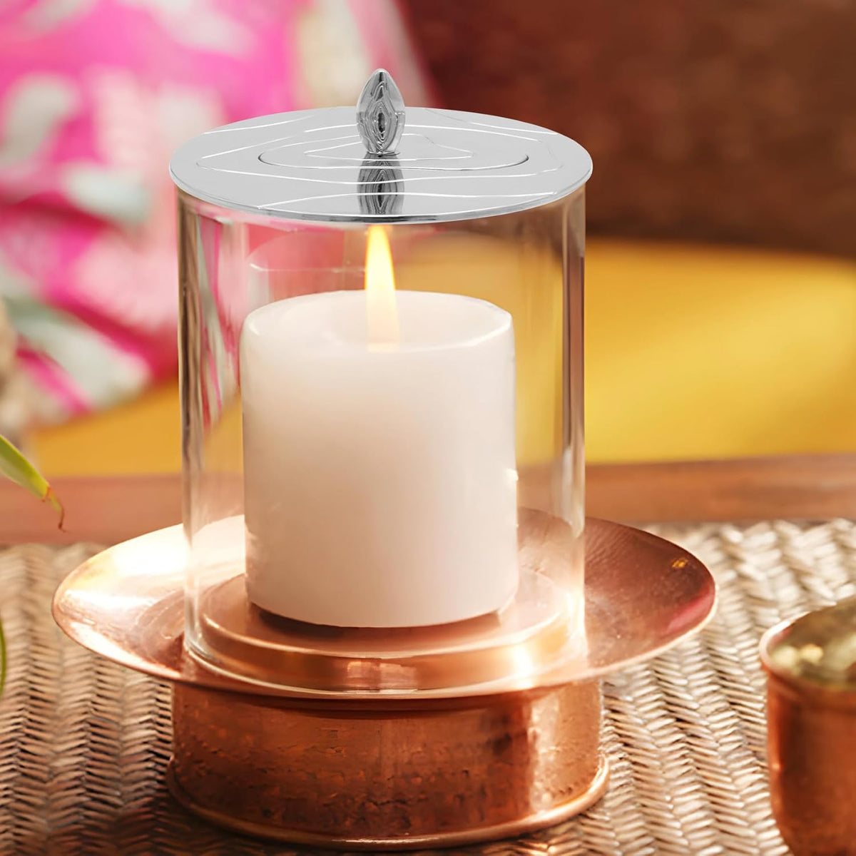 Skiennix Scented Candle Topper - Elegant Silver Alloy Design for Home & Office Décor