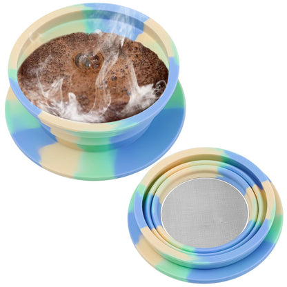 VVGCS Collapsible Travel Pour Over Coffee Dripper Kit Single Cup, Paperless Camping Pour Over Coffee Maker with Metal Filter, Backpacking Manual Coffee Maker for Camping Coffee