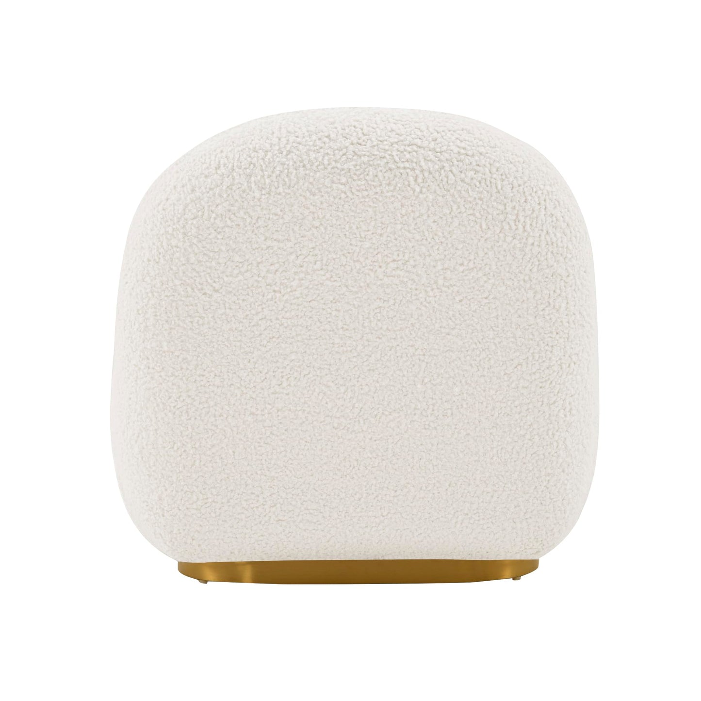 Manhattan Comfort Edina Modern Accent Chair in Luxurious Boucle Upholstery with High Density Foam Padding & Wood Frame with Gold Metal Base, Living Room Seating, White