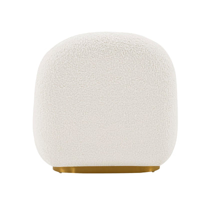 Manhattan Comfort Edina Modern Accent Chair in Luxurious Boucle Upholstery with High Density Foam Padding & Wood Frame with Gold Metal Base, Living Room Seating, White