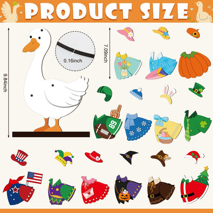 Menkxi 27 Pcs Interchangeable Seasonal Goose Table Decor Wooden Desk Goose Outfit Signs Farmhouse Table Centerpiece with Holiday Icon Rustic Spring Patriotic Memorial Day Spring Decor for Home Office