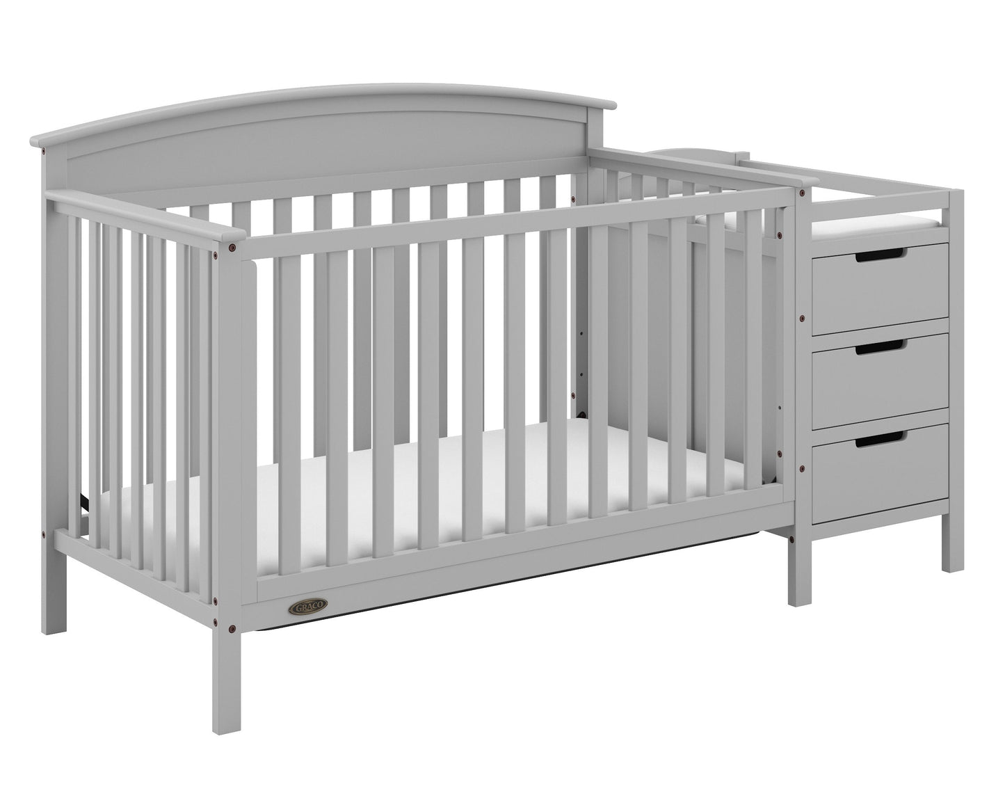 Graco Benton 4-in-1 Convertible Crib and Changer – GREENGUARD Gold Certified, Crib & Changing-Table Combo, Water-Resistant Changing Pad, Converts to Toddler Bed, Daybed and Full-Size Bed (Pebble Gray)