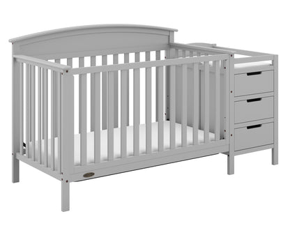 Graco Benton 4-in-1 Convertible Crib and Changer – GREENGUARD Gold Certified, Crib & Changing-Table Combo, Water-Resistant Changing Pad, Converts to Toddler Bed, Daybed and Full-Size Bed (Pebble Gray)