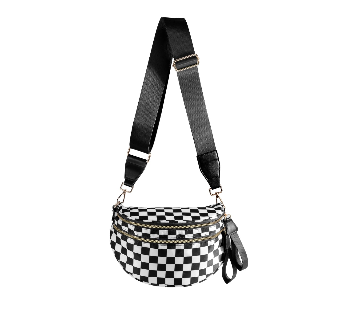 Spacious Checkered Nylon Crossbody Bag Bum Bag Checkered Handbags Wallets for Women