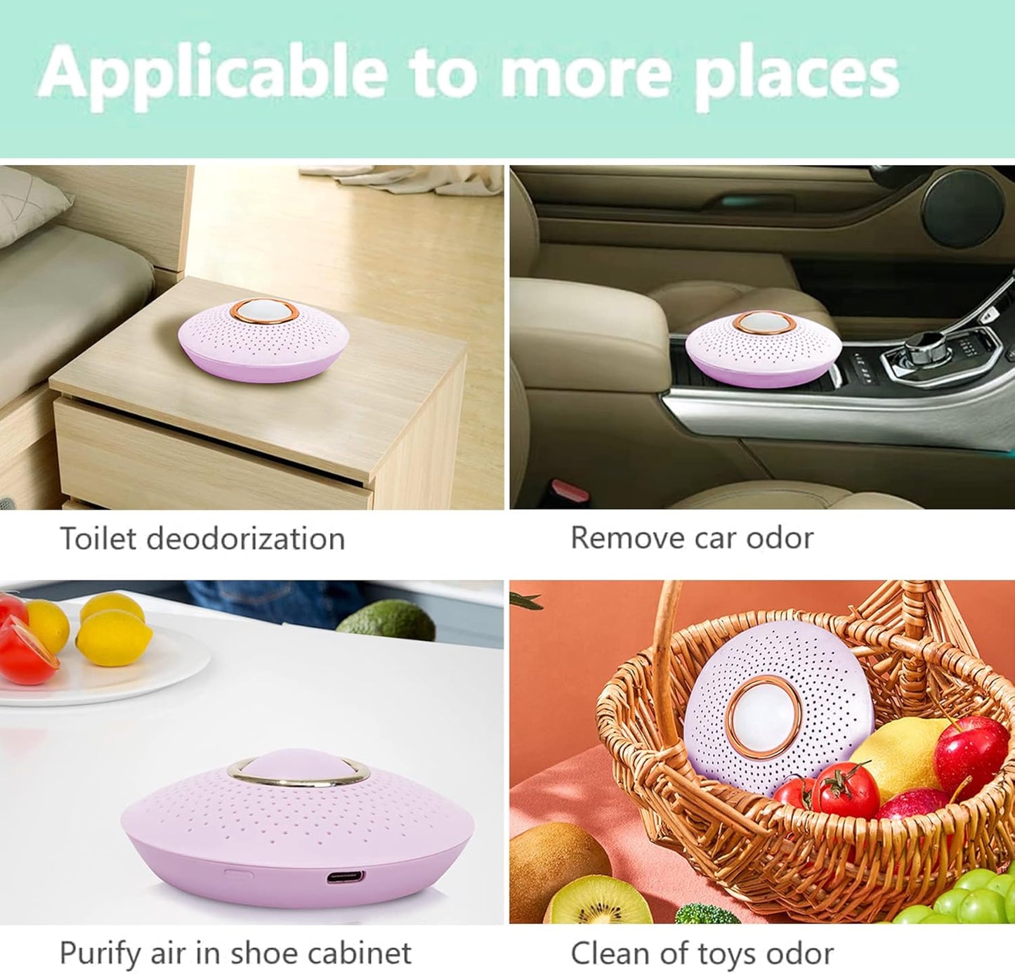 Portable USB Rechargeable Refrigerator Deodorizer, Outperforms Baking Soda, Keeps Food Fresh Longer
