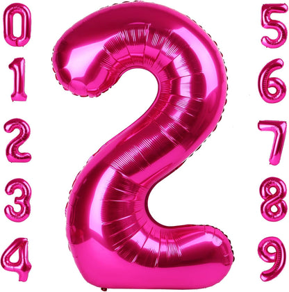 **Skiennix 40-Inch Hot Pink Number Balloons - Perfect for 2nd, 12th, 21st Birthday Celebrations & Events**