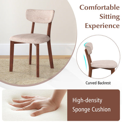 Giantex Wooded Dining Chairs Set of 4, Farmhouse Upholstered Dining Room Chairs w/Rubber Wood Legs, Cushioned Seat, Armless Kitchen Side Chair for Living Room Restaurant, Sandy Beige