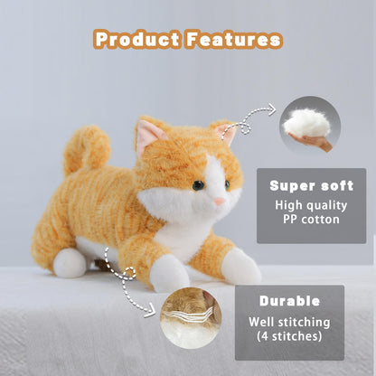 Leahaoe Weighted Stuffed Cat 19" 2Lbs, Realistic Cat Stuffed Animal for Kids and Adutls, Soft Orange Weighted Plush Animal Pillow Toy