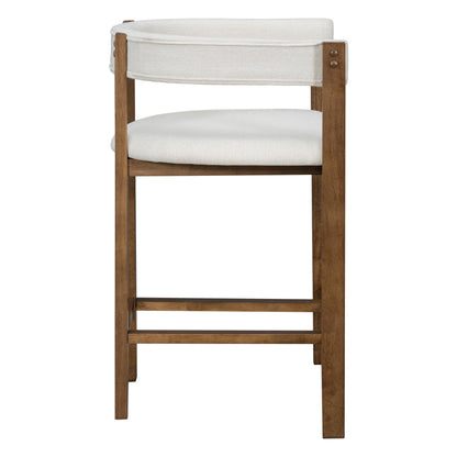 Christopher Knight Home Set of 2 Rylan Modern Fabric Upholstered Dining Room Counter Height Barstools,Kitchen Island Rubberwood Counter Stool,Armchair with Footrest+Curved Backrest,Beige+Walnut