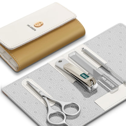 MR.GREEN Colorful Manicure Set Practical Pedicure Kits Nail Clippers Personal Care Tools Facial Hair Scissors with Fashion Case (Mr-6681 Green)