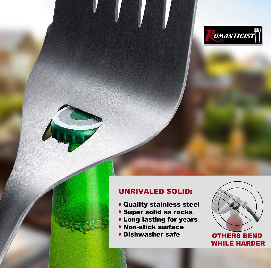ROMANTICIST 4pcs Heavy Duty Grill Accessories for Top Chef - Professional Grill Tool Set & Basic BBQ Tools for Backyard Restaurant Outdoor Kitchen - Deluxe Grill Gift for Dad on Father’s Day Christmas
