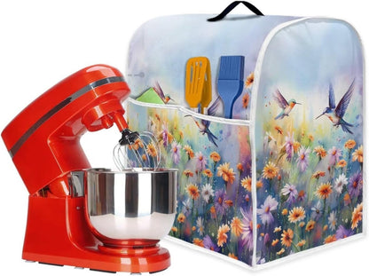 Hummingbird Daisy Dust Cover, Trendy Stand Mixer Kitchen Appliance Cover with Handle and Storage Pocket