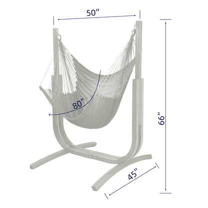 SANIWERKE® Hammock Chair with Stand, Caribbean Hammock Chair and Laminated Wooden Stand Combo, Sturdy Design, 400LBS Capacity, 70x50Inches, Jumbo Haven Lounger for Patio & Porch (Soft Tan)