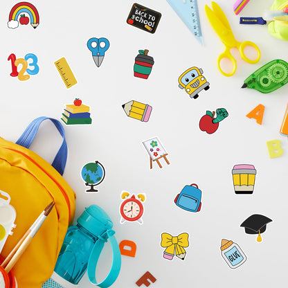FYSUIMU 1000 Pcs Back to School Stickers Roll 18 Designs School Bus Apples Pencil Seal Stickers Self-Adhesive Label Decals for Craft Scrapbook Bottle Envelope Card Party Favor Decor