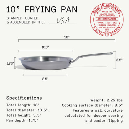 Made In Cookware | 10-Inch Stainless Steel Frying Pan | 5 Ply Stainless Clad | Professional Cookware | Crafted in USA | Induction Compatible