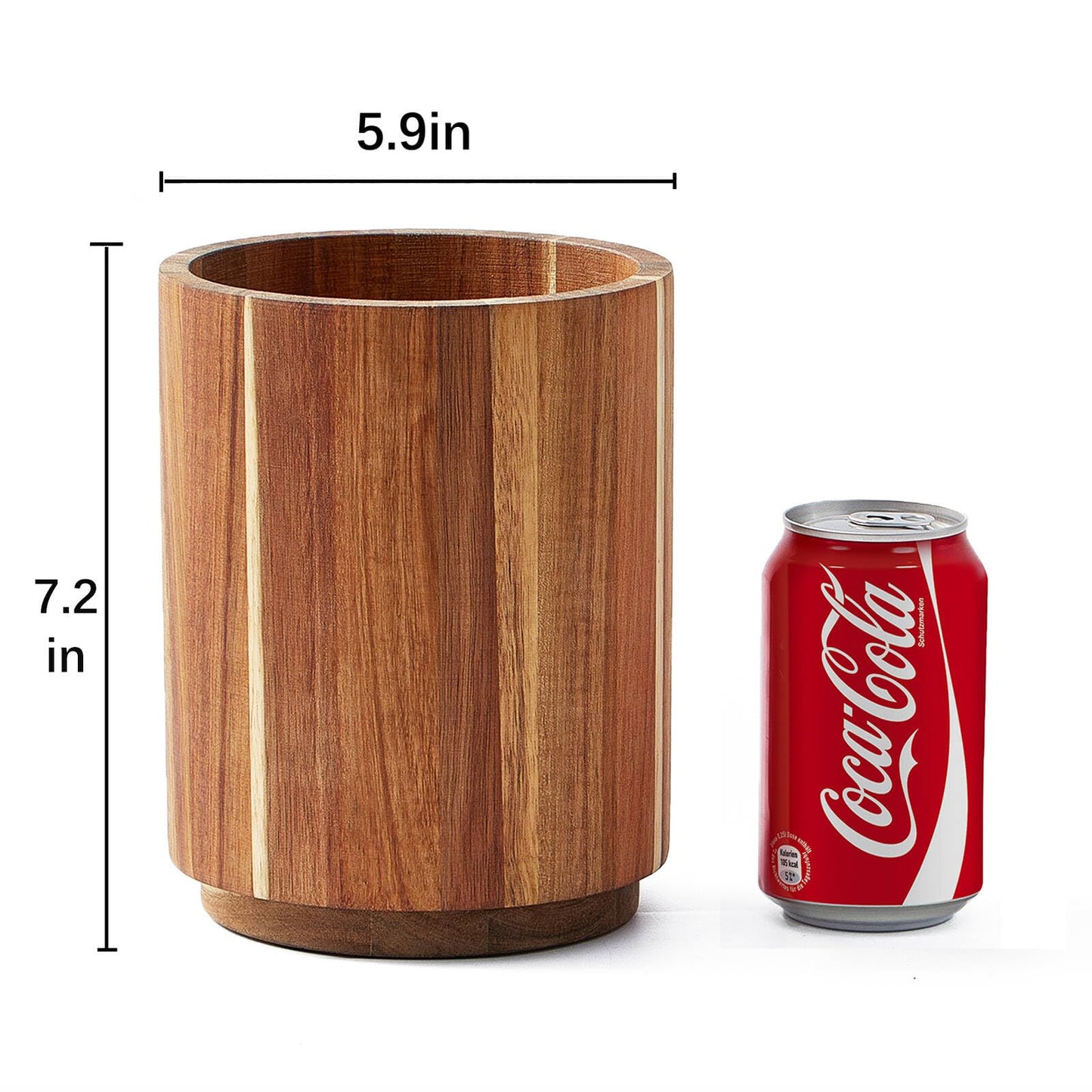LOHONER Acacia Wood Utensil Holder, 360° Rotating, Large Countertop Organizer, Farmhouse Kitchen Decor
