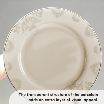 Karaca Siena 53-Piece Porcelain Plates and Bowls Set with Dinner & Dessert Plates, Shakers - Bone China Dishware Sets - Kitchen Dinnerware Set for 12 People