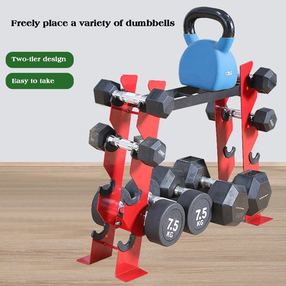 BELUND Dumbbell Rack Stand 650LBS Capacity Weight Rack 2tiers Steel Barbell Rack Kettlebell Storage for Dumbbells Holders for Home Gym Storage